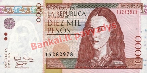 10000 Pesų banknoto priekinė pusė