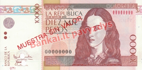 10000 Pesų banknoto priekinė pusė