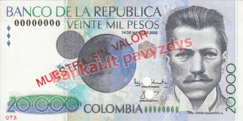 20000 Pesų banknoto priekinė pusė