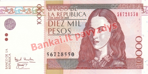 10000 Pesų banknoto priekinė pusė