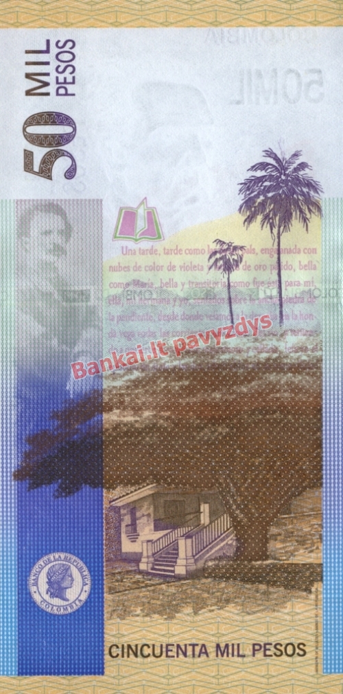 50000 Pesų banknoto galinė pusė