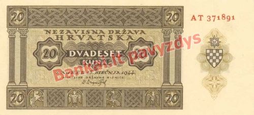 20 Kunų banknoto priekinė pusė