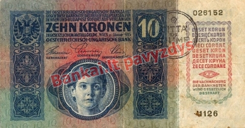 10 Kronų banknoto priekinė pusė