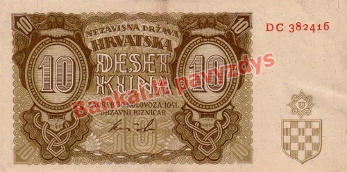 10 Kunų banknoto priekinė pusė