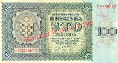 100 Kunų banknoto priekinė pusė