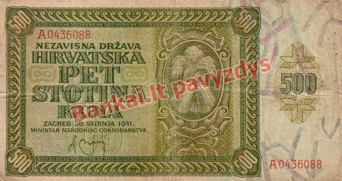 500 Kunų banknoto priekinė pusė