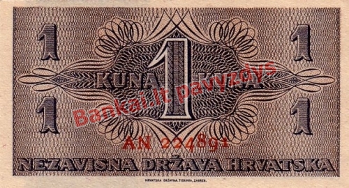 1 Kunos banknoto galinė pusė