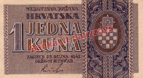 1 Kunos banknoto priekinė pusė