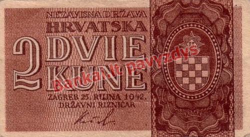 2 Kunų banknoto priekinė pusė