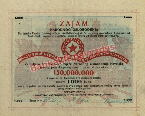 1000 Kunų banknoto priekinė pusė
