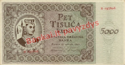 5000 Kunų banknoto priekinė pusė