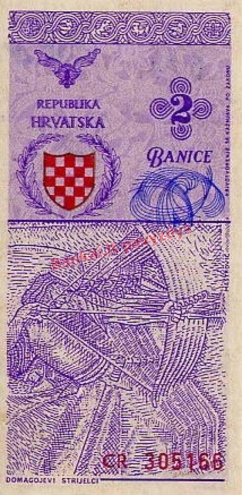 2 Banikų banknoto priekinė pusė