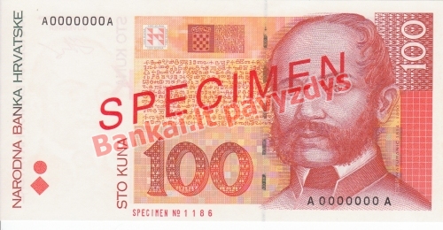 100 Kunų banknoto priekinė pusė