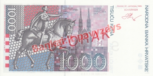 1000 Kunų banknoto galinė pusė