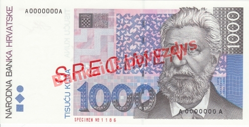 1000 Kunų banknoto priekinė pusė