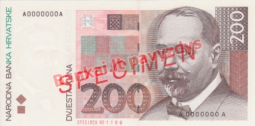 200 Kunų banknoto priekinė pusė