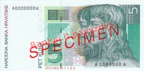 5 Kunų banknoto priekinė pusė