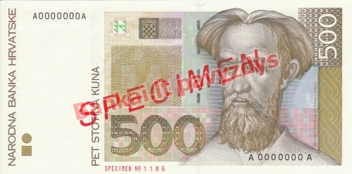 500 Kunų banknoto priekinė pusė