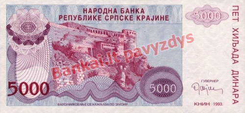5000 Dinara banknoto priekinė pusė