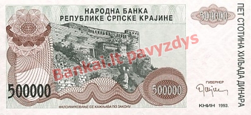 500000 Dinara banknoto priekinė pusė