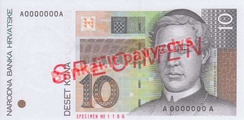 10 Kunų banknoto priekinė pusė