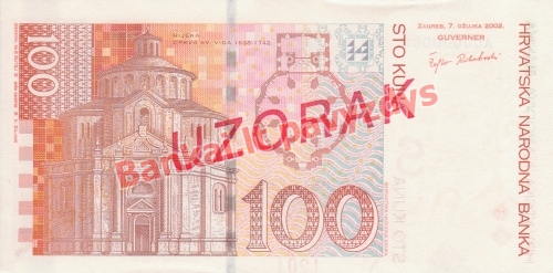 100 Kunų banknoto galinė pusė