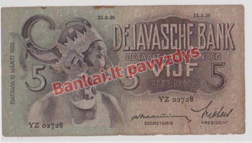 5 Guldenų banknoto priekinė pusė
