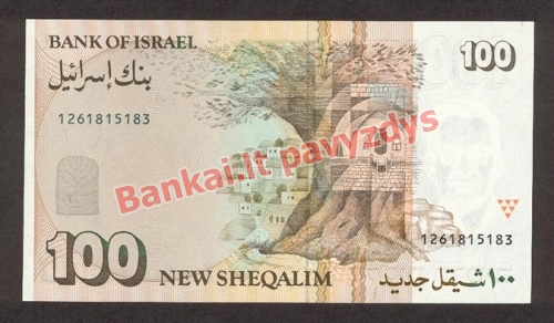 100 Naujųjų šekelių banknoto galinė pusė