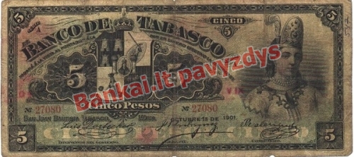 5 Pesų banknoto priekinė pusė