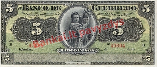 5 Pesų banknoto priekinė pusė