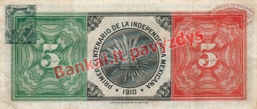 5 Pesos  banknoto galinė pusė