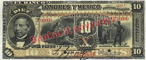 10 Pesų banknoto priekinė pusė