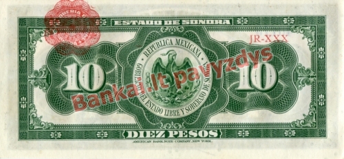 10 Pesų banknoto galinė pusė