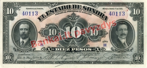 10 Pesų banknoto priekinė pusė
