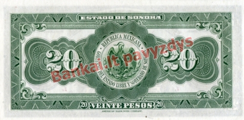 20 Pesų banknoto galinė pusė