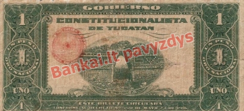 1 Peso banknoto galinė pusė