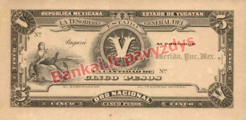 5 Pesų banknoto priekinė pusė