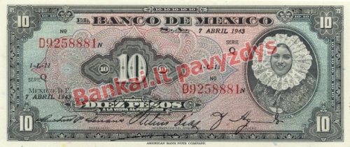 10 Pesų banknoto priekinė pusė