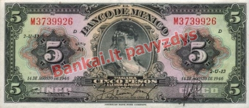 5 Pesų banknoto priekinė pusė