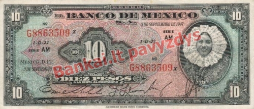 10 Pesų banknoto priekinė pusė