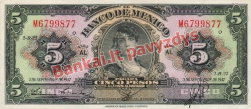 5 Pesų banknoto priekinė pusė