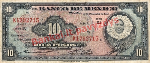 10 Pesų banknoto priekinė pusė