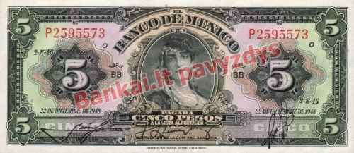 5 Pesų banknoto priekinė pusė