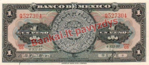 1 Peso banknoto priekinė pusė