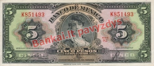 5 Pesų banknoto priekinė pusė