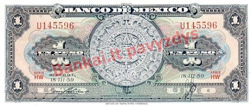 1 Peso  banknoto priekinė pusė