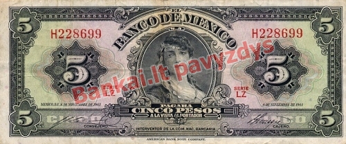 5 Pesų banknoto priekinė pusė
