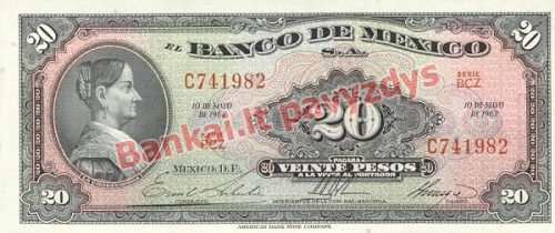 20 Pesos  banknoto priekinė pusė