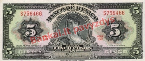 5 Pesų banknoto priekinė pusė