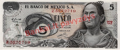 5 Pesų banknoto priekinė pusė